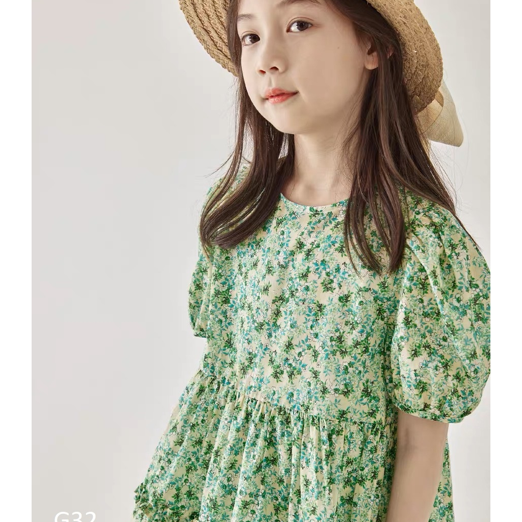 Váy đầm bé gái hoa nhí xanh 9-36 kg size nhí nhỡ đại G32