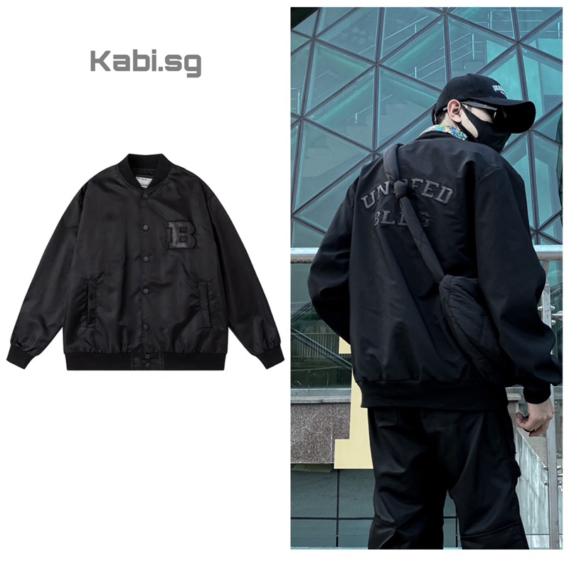 Áo khoác bomber dù chữ B thêu phong cách unisex nam nữ