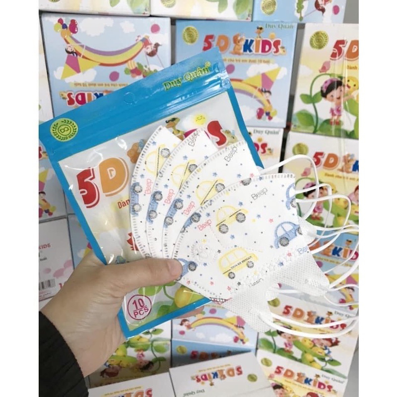 THÙNG 50 CHIẾC KHẨU TRANG 5D MASK QUAI THUN CHO BÉ, KHẨU TRANG CHO BÉ TỪ 2-10 TUỔI