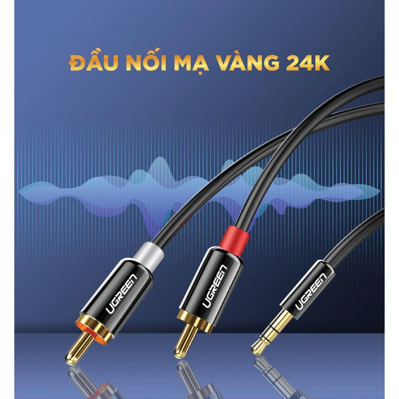 Dây cáp Audio 3.5mm ra 2 đầu RCA  UGREEN AV116 - Hàng chính hãng