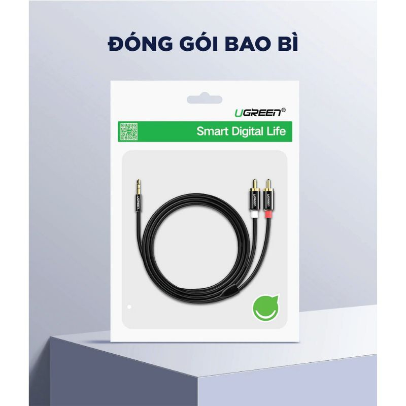 Dây cáp Audio 3.5mm ra 2 đầu RCA  UGREEN AV116 - Hàng chính hãng