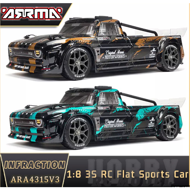 Xe điều khiển Arrma 1/8 INFRACTION 4X4 3S BLX 4WD ALL-ROAD STREET BASH RESTO-MOD TRUCK RTR