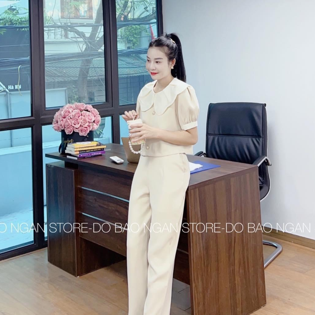 (G0153)Sét đồ Bộ cho nữ áo cổ tơ hoa ngắn tay + quần suông với 2 màu đẹp mẫu mới hót hít nhất của năm