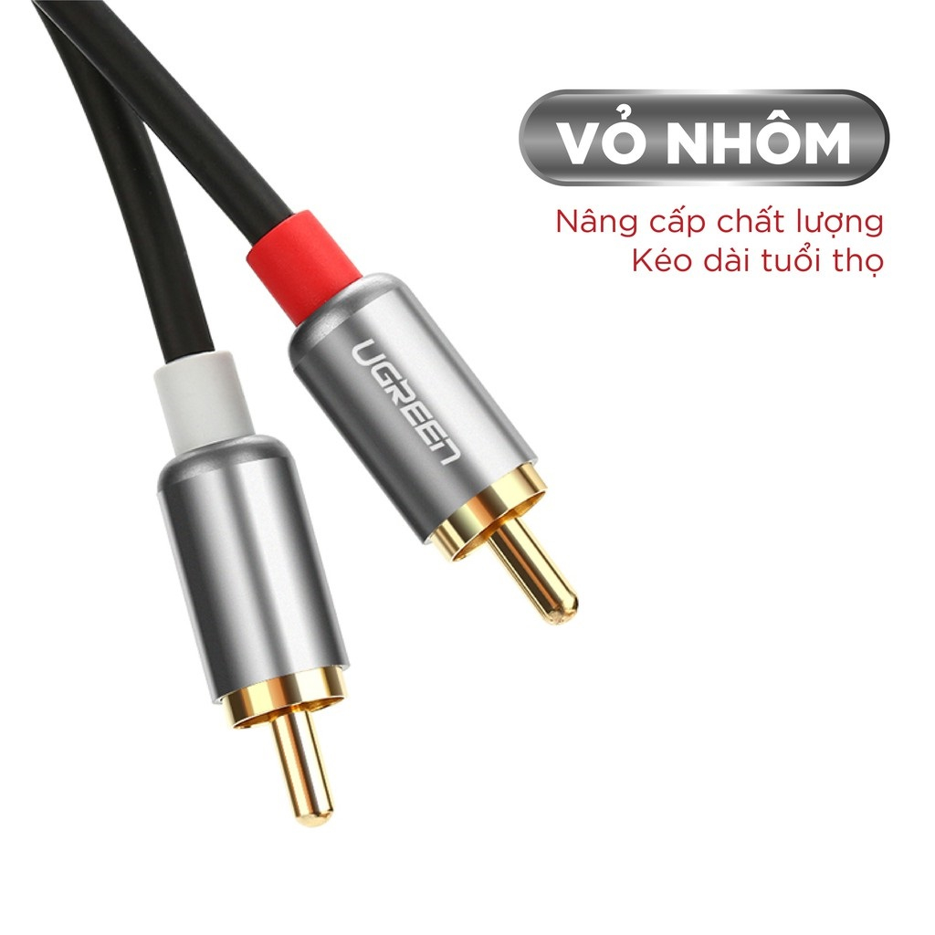 Dây loa cáp Audio 2 đầu RCA Hoa Sen UGREEN AV104 dài 1,5m đến 5m - Hàng Chính Hãng