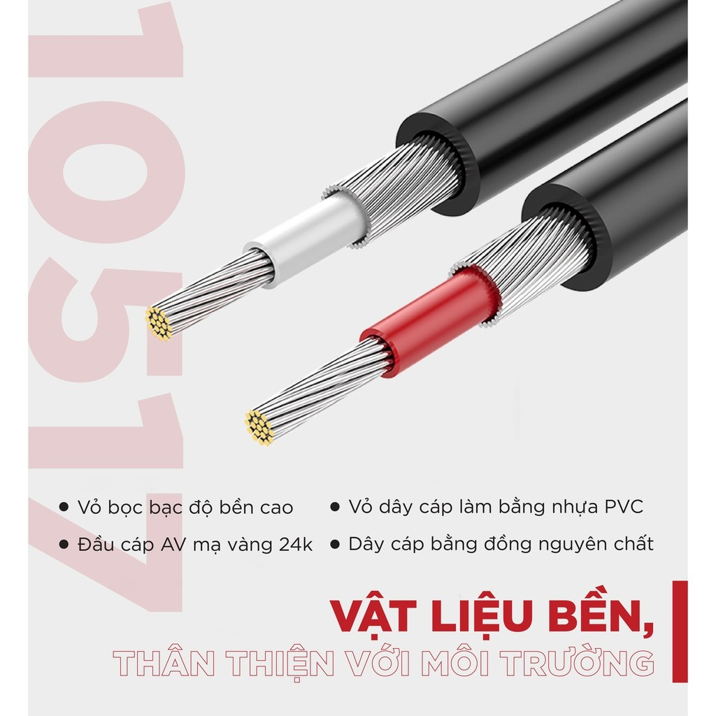 Dây loa cáp Audio 2 đầu RCA Hoa Sen UGREEN AV104 dài 1,5m đến 5m - Hàng Chính Hãng