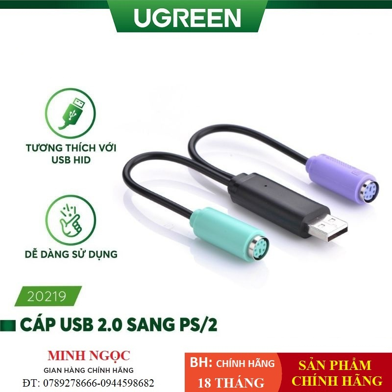 Cáp Chuyển Đổi USB Sang 2 Cổng PS2 Ugreen 20219 - Hàng Chính Hãng