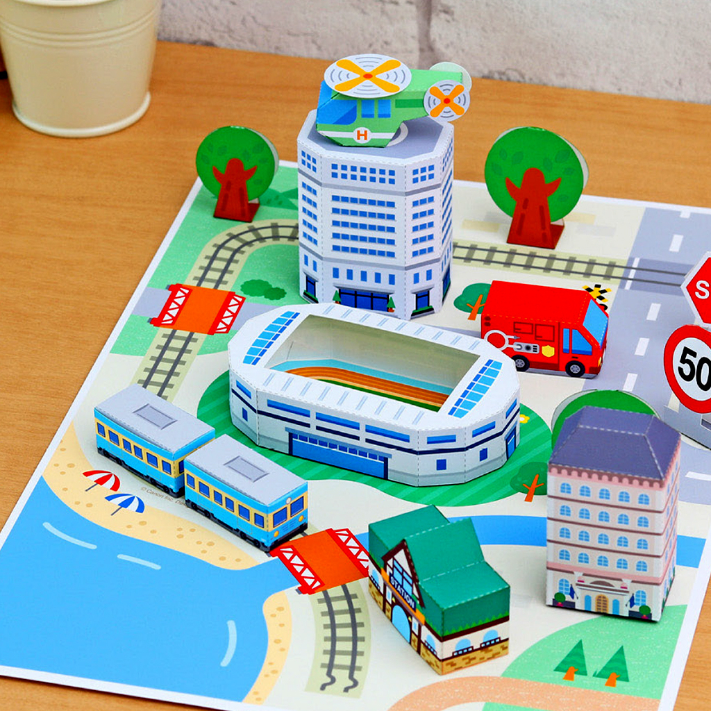 Mô hình handmade bằng giấy - Thành phố thu nhỏ (Tiny city - Papercraft) (Tặng kèm 1 tấm decal "money chibi")