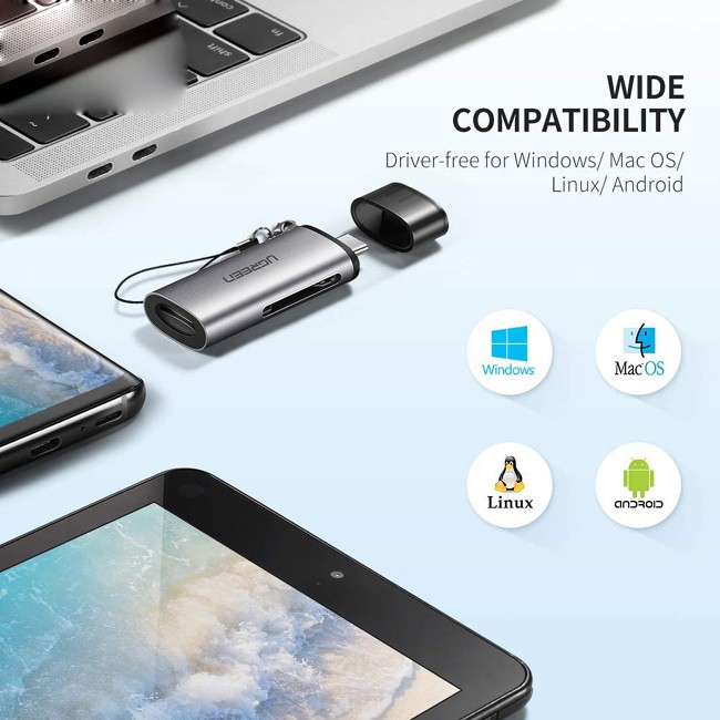 Đầu đọc thẻ nhớ USB Type C cho thẻ SD/TF chính hãng Ugreen 50704 cao cấp - Bảo hành chính hãng 18 tháng