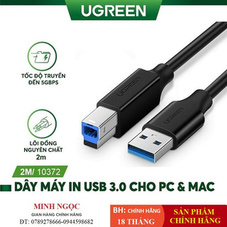Dây cáp máy in usb 3.0 am sang bm đầu mạ vàng dài 2m ugreen 10372 us210 - hàng chính hãng