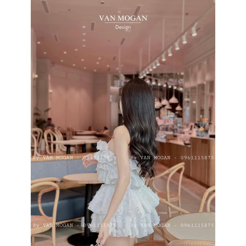 Sét áo hai dây bông bèo + chân váy