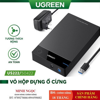 Hộp đựng ổ cứng hdd box 3,5" sata usb 3.0 hỗ trợ hdd 10tb chính hãng ugreen 50422 bảo hành 18 tháng