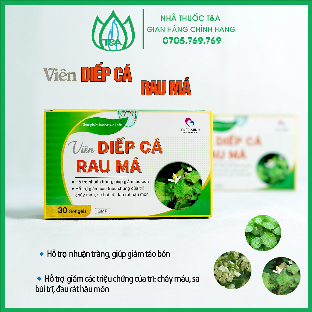 Viên rau diếp cá – Rau má - Giúp mát gan, giảm sa búi trĩ