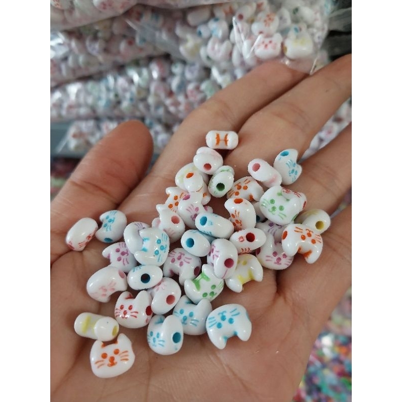 10_50gam hạt nhựa hình con mèo có lỗ xỏ vòng hạt, vòng tay, vòng cổ, thủ công handmade