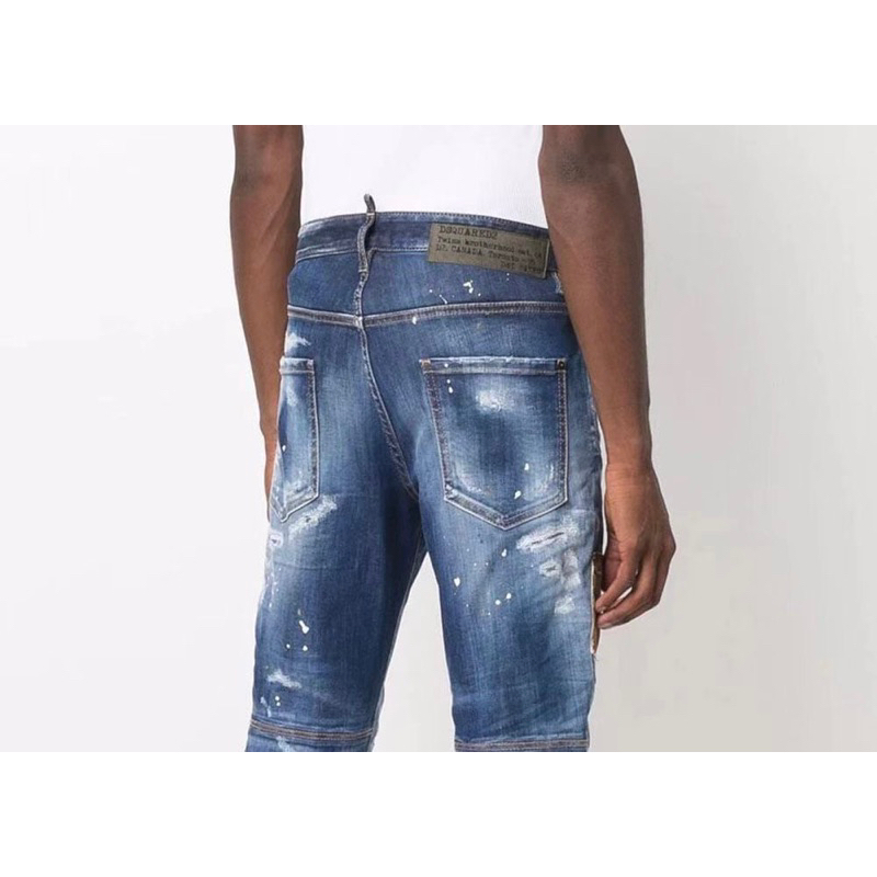 Quần bò jean cao cấp vá vải và dính sơn lên dáng cực đẹp