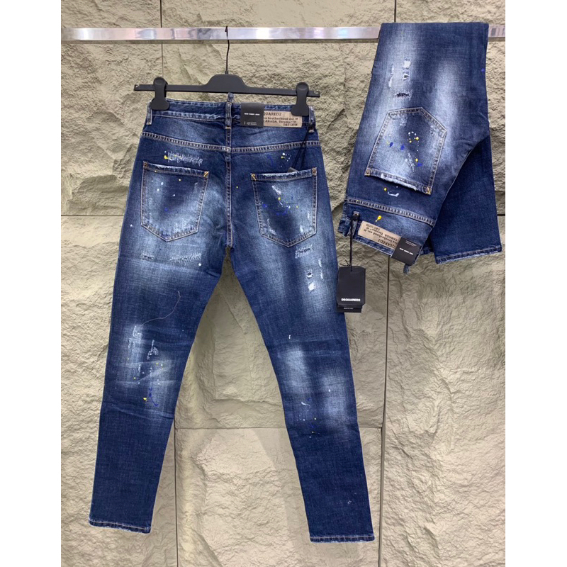 Quần bò jean cao cấp vá vải và dính sơn lên dáng cực đẹp