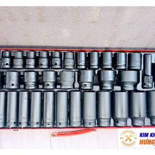 Bộ khẩu vặn ốc, bộ tuýp mở bulong 1/2 inch đen thép chrome vanadium 35 chi tiết - Bảo hành 6 tháng