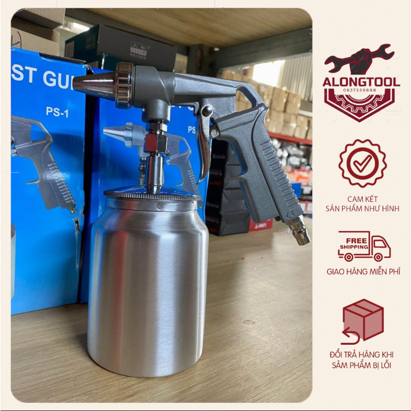 Súng phun cát khí nén cầm tay ALONGTOOL , súng bắn cát cầm tay loại bỏ rỉ sét,tạo nhám bề mặt gỗ, gốm sứ - Dùng cho máy