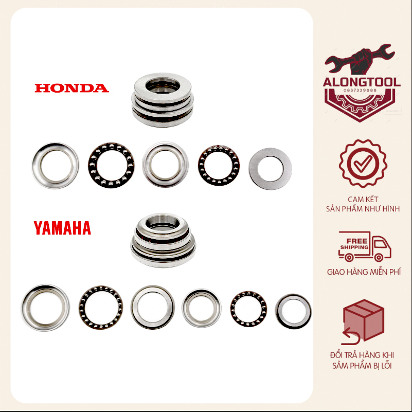 Bộ bát phốt, chén cổ ALONGTOOL dành cho Xe máy - Dream, Wave, Future, AirBlade, Jupite, FMC, Honda - Yamaha