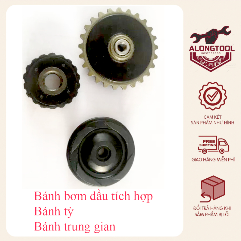 Bánh bơm nhớt, bánh tỳ, bánh trung gian ALONGTOOL có thể tháo rời tâm ốc giúp lắp ráp tiện lợi