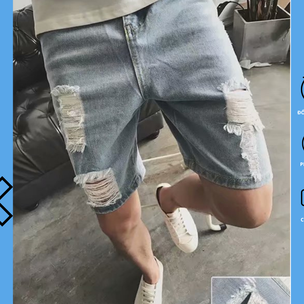 Quần short jean nam XMAX cào rách thời trang phong cách hàn quốc, quần đùi bò lửng nam mùa hè chất đẹp dễ phối đồ B020