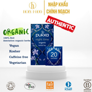 Trà Túi Lọc Thảo Mộc Hữu Cơ Organic Pukka Night Time Làm sạch Mát gan Ngủ Ngon Giảm Căng Thẳng Nội địa UK