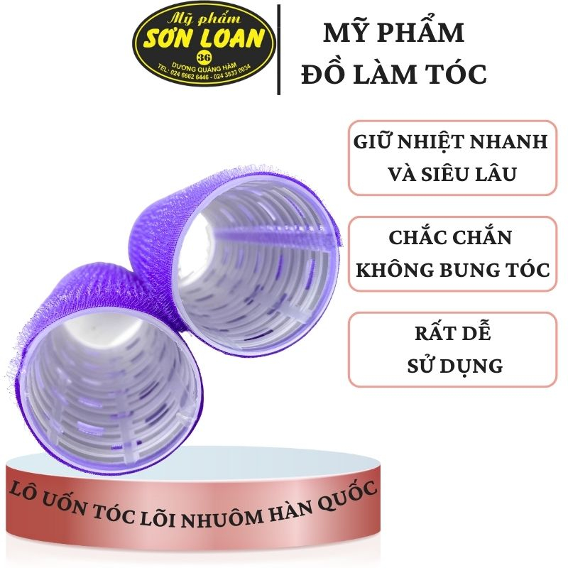 Lô uốn tóc Hàn Quốc lõi nhôm 12cm siêu to dài tự dính uốn mái dài cỡ lớn