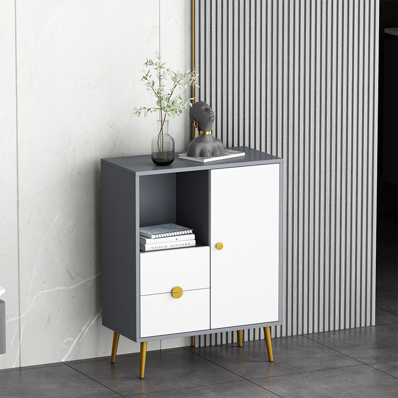 Tủ sách tủ để đồ decor trang trí phòng khách màu ghi xám phối trắng - gp273