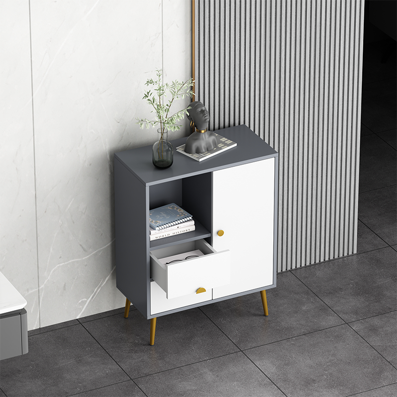 Tủ sách tủ để đồ decor trang trí phòng khách màu ghi xám phối trắng - gp273