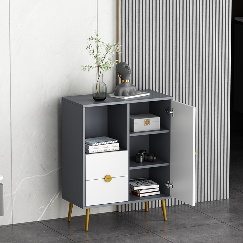 Tủ sách tủ để đồ decor trang trí phòng khách màu ghi xám phối trắng - gp273