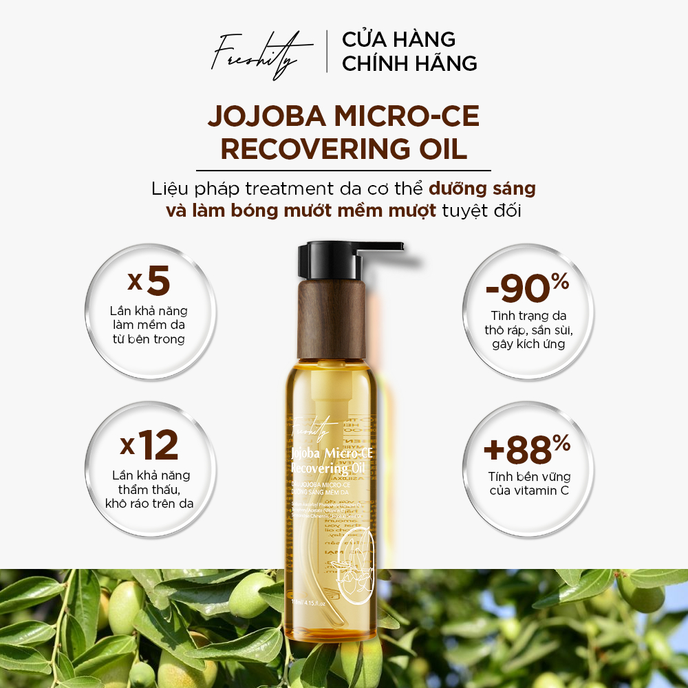 Dầu Dưỡng Jojoba Vi Chất Vitamin CE Dưỡng Sáng Làm Mềm Da Freshity Jojoba Micro CE Recovering Oil