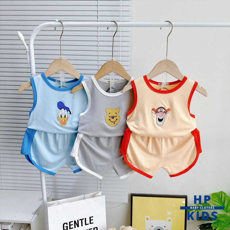 Bộ thun ba lỗ minky loại 1 thêu co giãn mềm mịn mát cho bé