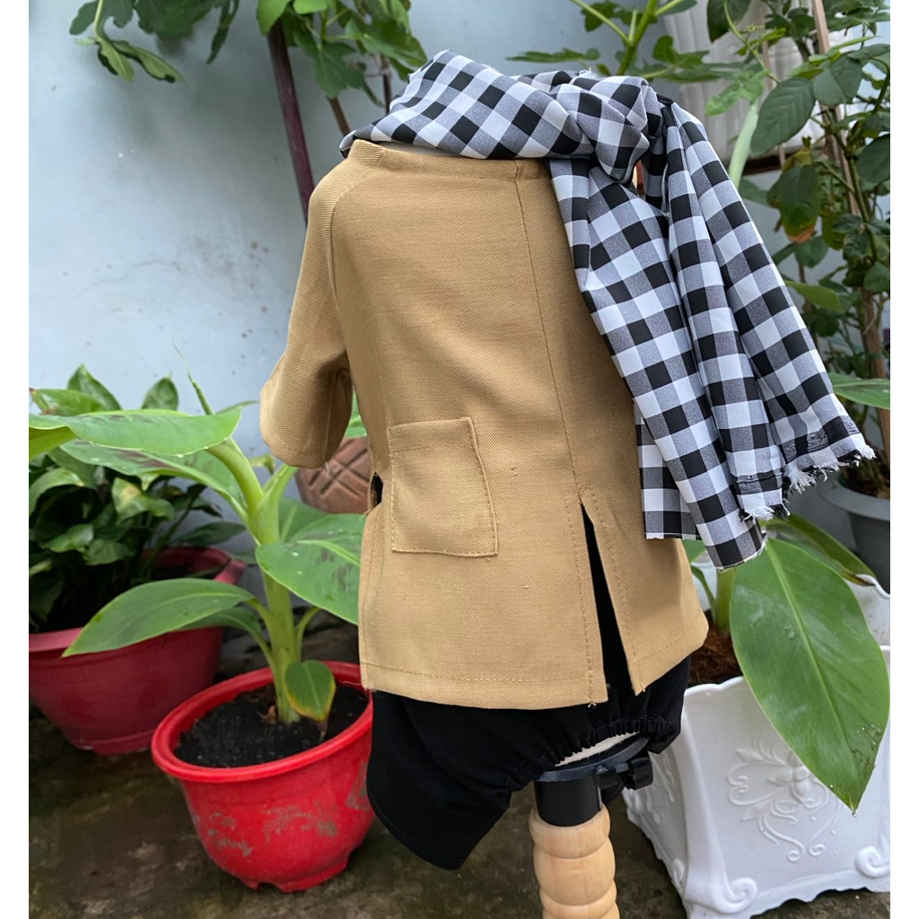 Set 3 món áo bà ba, quần bà ba, khăn rằn tặng kèm nón rơm, đồ bộ bà ba cho chó mèo 2 lúa