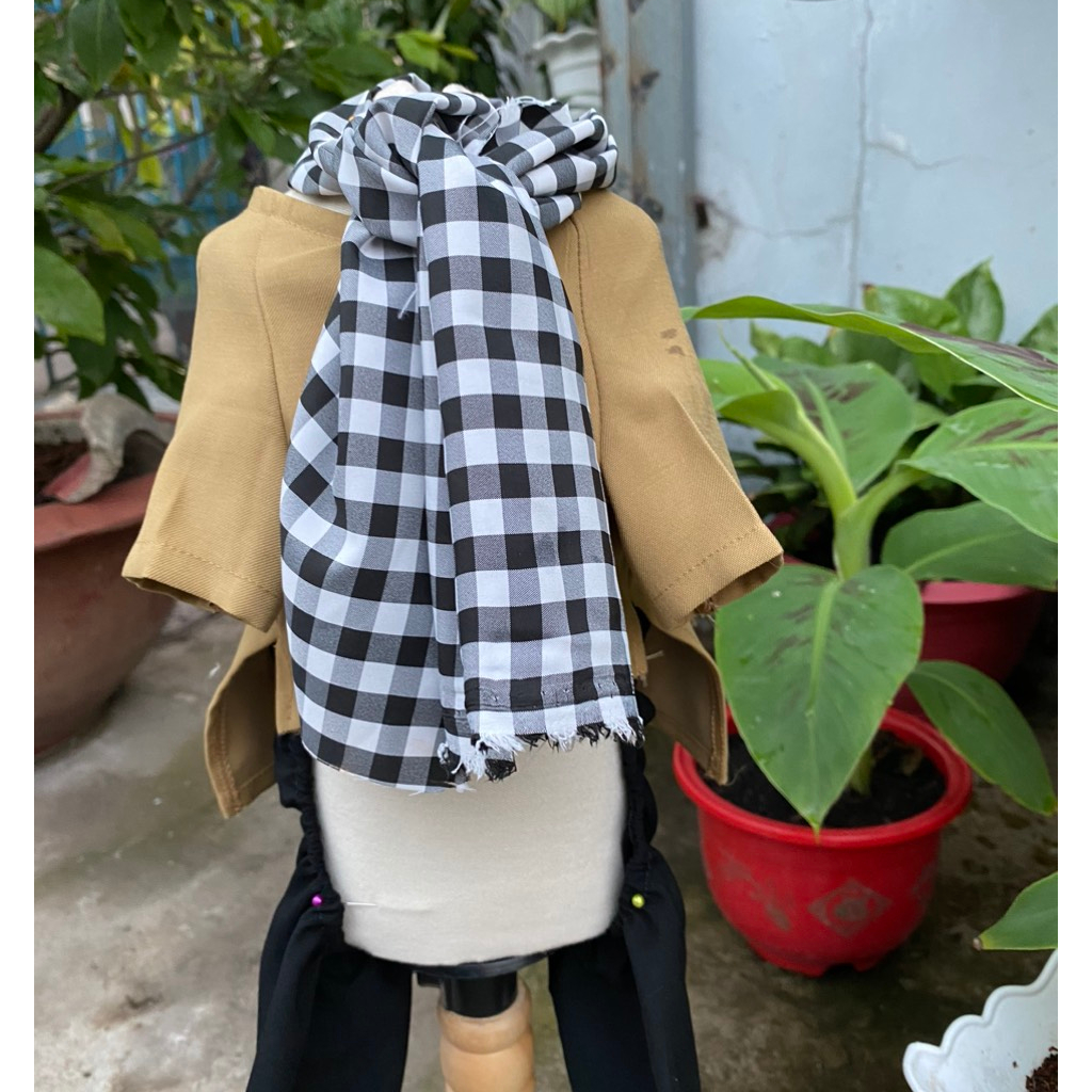Set 3 món áo bà ba, quần bà ba, khăn rằn tặng kèm nón rơm, đồ bộ bà ba cho chó mèo 2 lúa