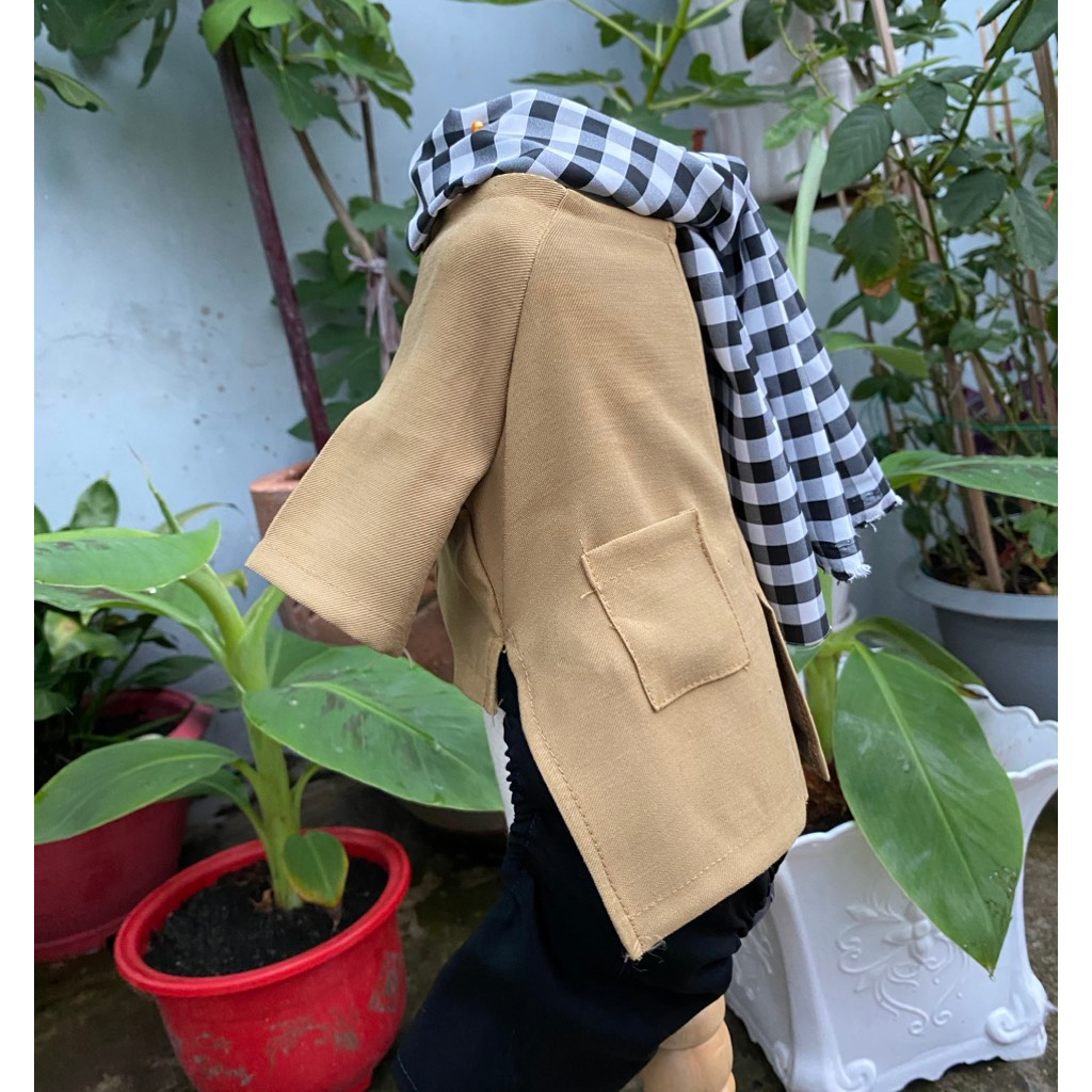 Set 3 món áo bà ba, quần bà ba, khăn rằn tặng kèm nón rơm, đồ bộ bà ba cho chó mèo 2 lúa