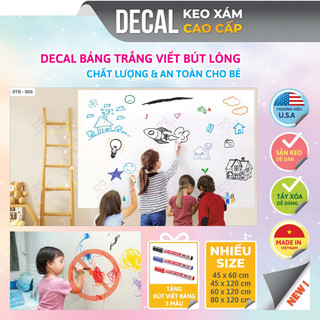Decal bảng trắng viết bằng bút lông, tẩy xóa dễ dàng, decal bảng dán tường học tập thông minh, nhiều size - dtb-000