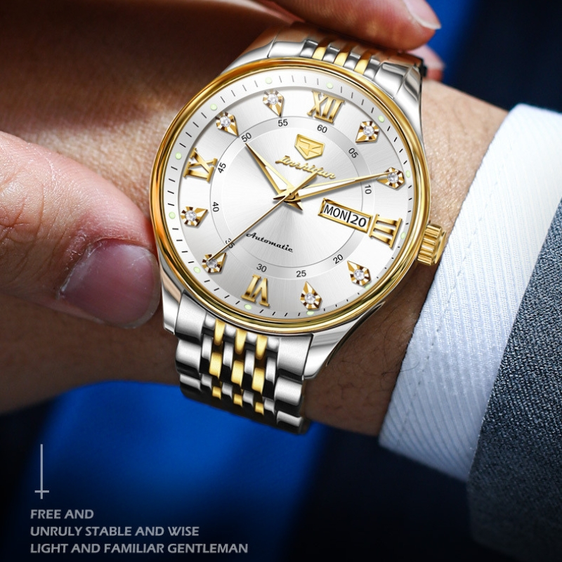 Đồng Hồ Cơ Nam Chính Hãng JSDUN 8939  Đồng Hồ Nam Automatic Dây Thép Đúc Đặc Kháng Nước 5ATM