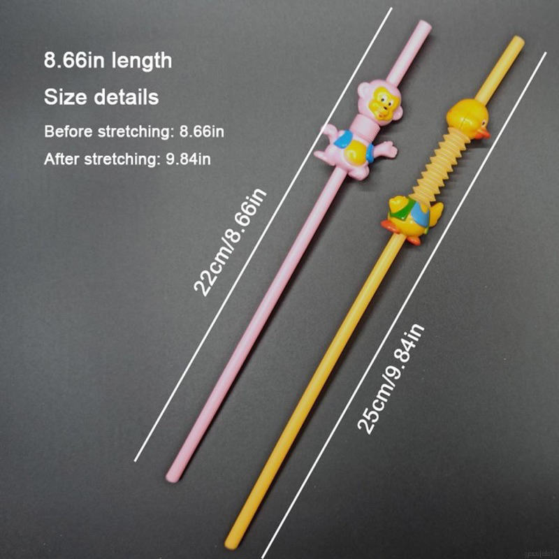 Ống Hút Nhựa Tái Sử Dụng - Hình Thú Hoạt Hình Co Giãn