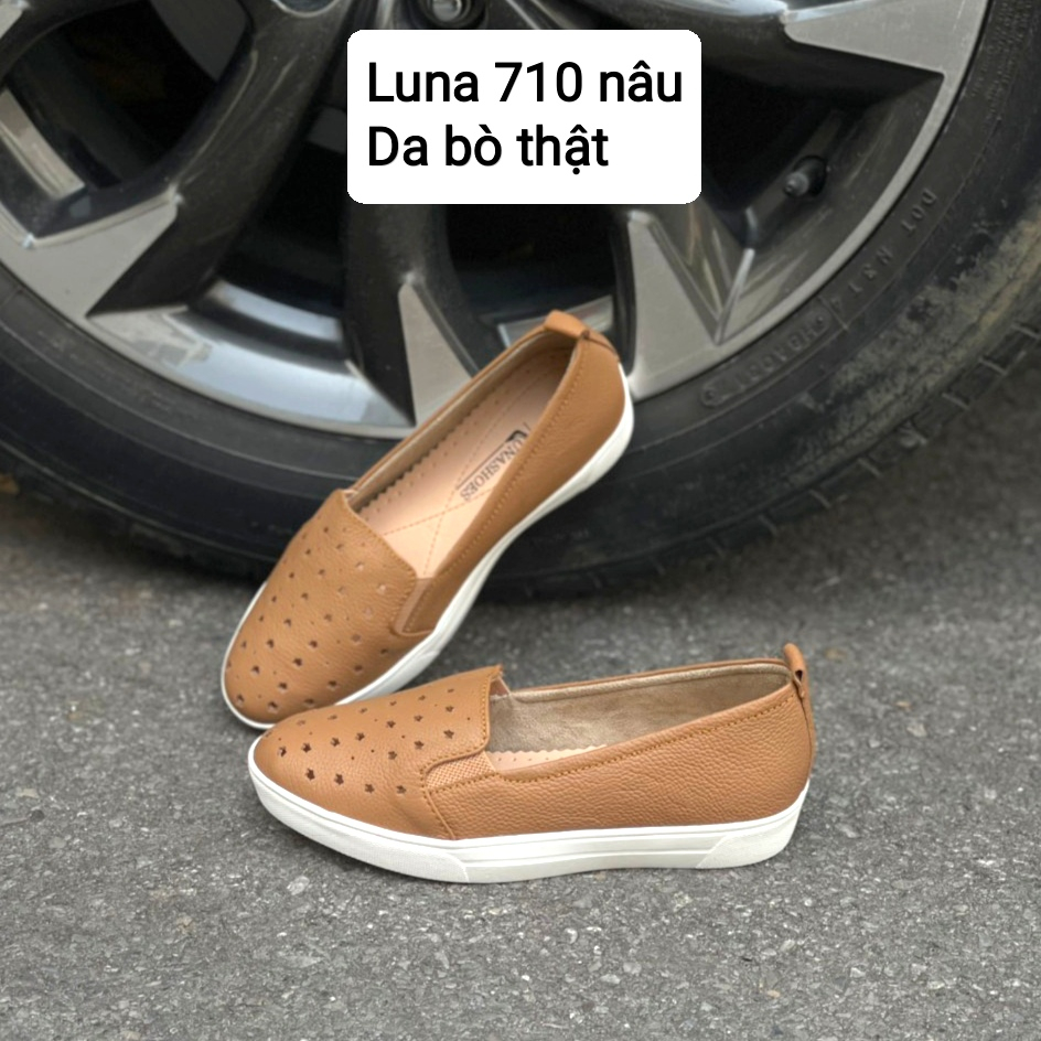 Giày slipon nữ da bò thật LUNASHOES 41403 màu đen nâu trắng fullsize bảo hành 24 tháng 1 đổi 1