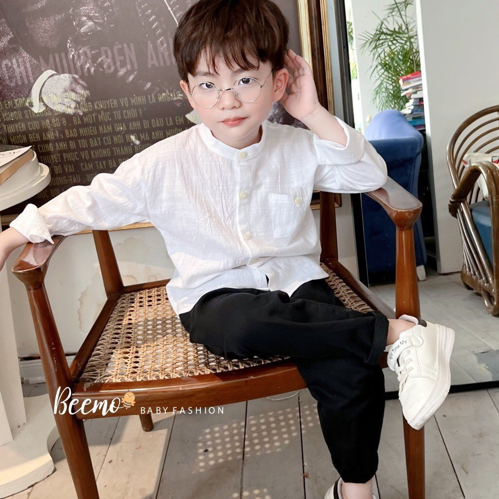 Sơ mi cổ tàu, sơ mi phối cực xinh cho bé
