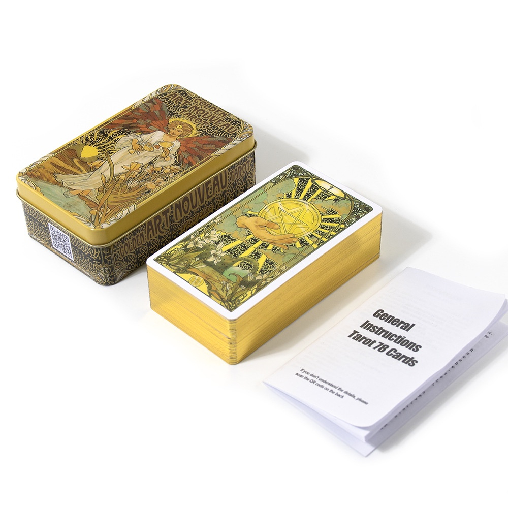 Bộ Golden Art Nouveau Tarot Hộp Sắt Nifoki
