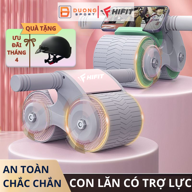Con Lăn Trợ Lực Tập Bụng Thế Hệ Mới 2 Bánh HIFIT Cao Cấp Tặng Miếng Lót Chân DC0012