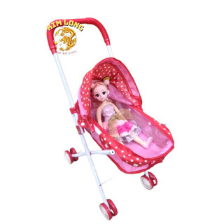 Đồ chơi Xe đẩy búp bê kèm búp bê cho bé gái xinh xăn dễ thương