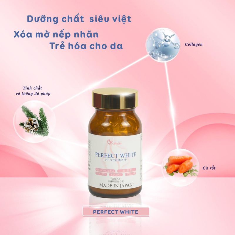 Viên uống trắng da Perfect White Nhật Bản 60v Jpanwell ngăn lão hoá trắng mịn da