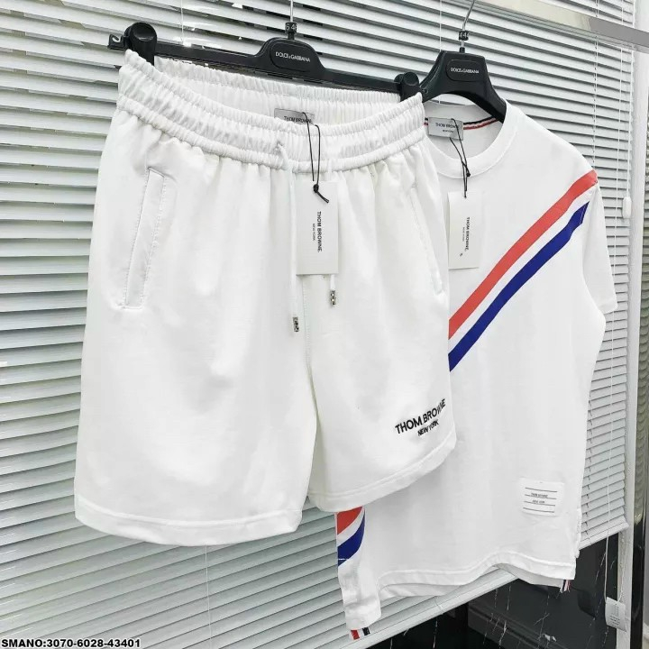 Bộ thun nam BH17 Sọc Đỏ xanh chất vải đũi thái loại đẹp