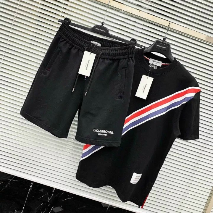 Bộ thun nam BH17 Sọc Đỏ xanh chất vải đũi thái loại đẹp