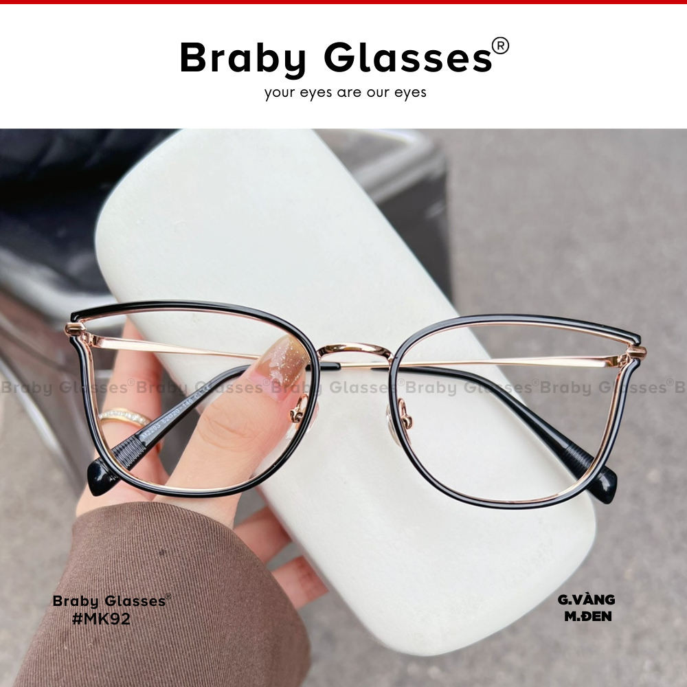 Gọng kính cận mắt vuông tròn nam nữ kiểu dáng mới lạ Braby Glasses chất liệu nhựa TR90 cao cấp sang trọng MK92
