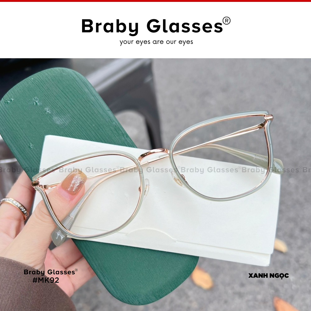 Gọng kính cận mắt vuông tròn nam nữ kiểu dáng mới lạ Braby Glasses chất liệu nhựa TR90 cao cấp sang trọng MK92