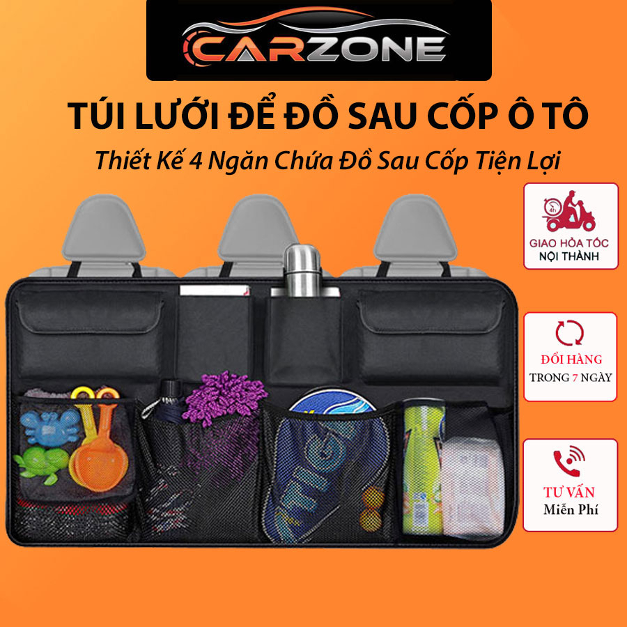 Túi Lưới Treo Cốp Xe Ô Tô Đựng Đồ Có 4 Ngăn Sức Chứa Lớn LOẠI 1