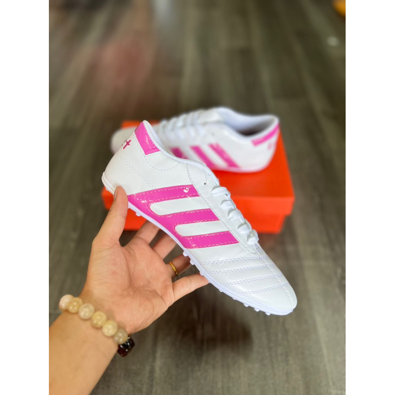 Giày Bóng Đá 3 Sọc Geet Chính Hãng, Trắng Sọc Hồng