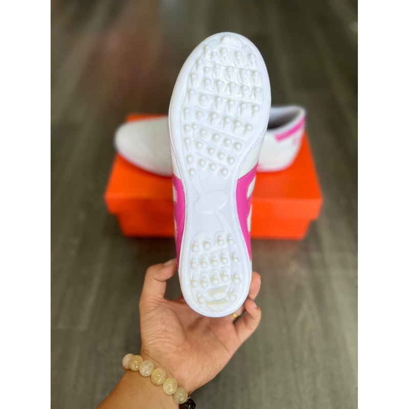 Giày Bóng Đá 3 Sọc Geet Chính Hãng, Trắng Sọc Hồng